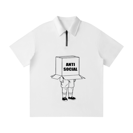 Anti social  Unisex Quarter-Zip Polo Shirt